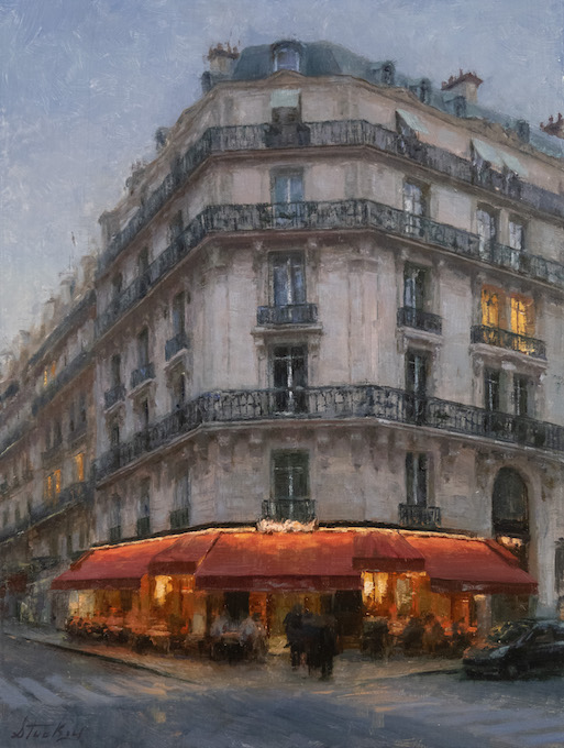 Kyle Stuckey 16x12” Paris Dining oil 1,900_Photo by Vanessa Rothe Fine Art
