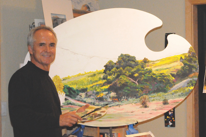 Al Esquerra painting Big Bend palette in his studio_courtesy of Al Esquerra