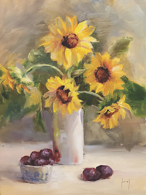 “Sunflowers & Plums” by Ferial Nassirzadeh