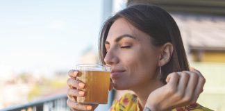 Woman Drinking kombucha