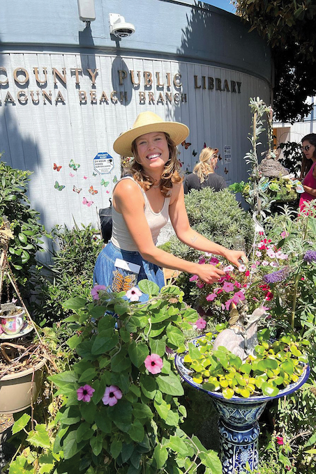 Josephine Torbensen making the Fairy Garden more beautiful_Friends of the Laguna Beach Library Collection
