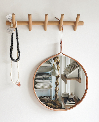 LEATHER WRAPPED MIRROR